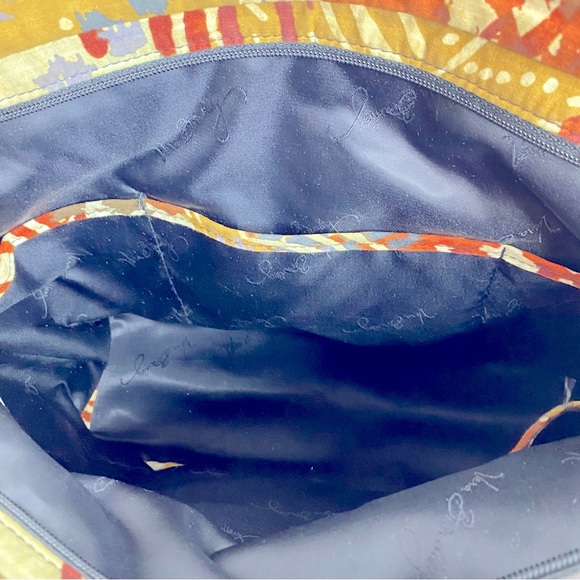 Women’s Vera Bradley Painted Feather Black Trimmed Multi-ColorTote Bag size M - Picture 5 of 5